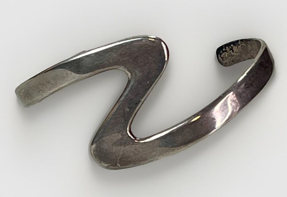 Vintage TAXCO Sterling Silver 925 Modernist Cuff Handmade Bracelet Signed 18.6g